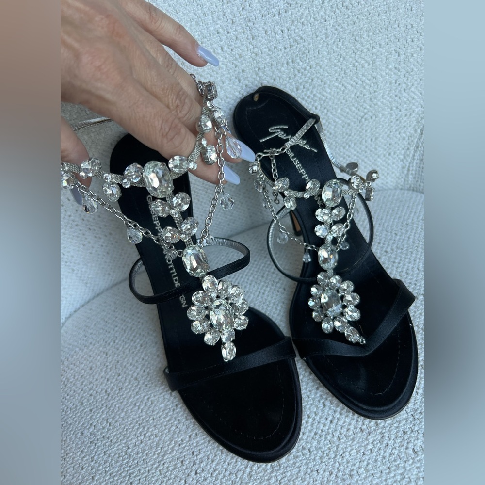 Giuseppe Zanotti crystal satin heels